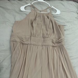 High Neck Beige bridesmaid dress